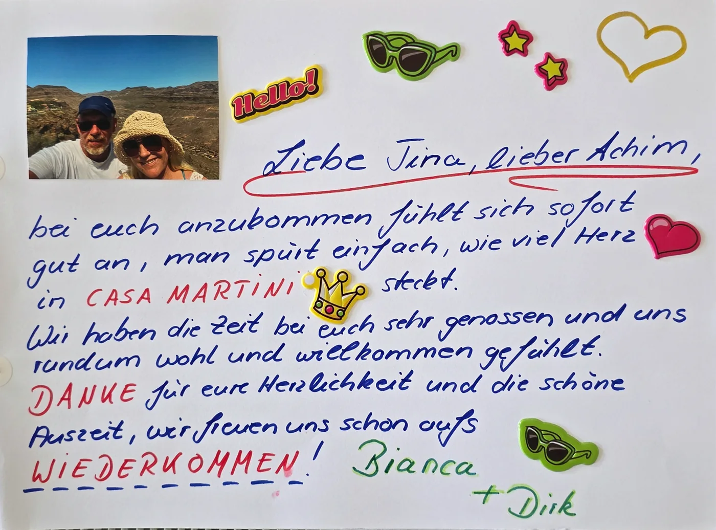 Handgeschriebener Gästebucheintrag – Seite 1