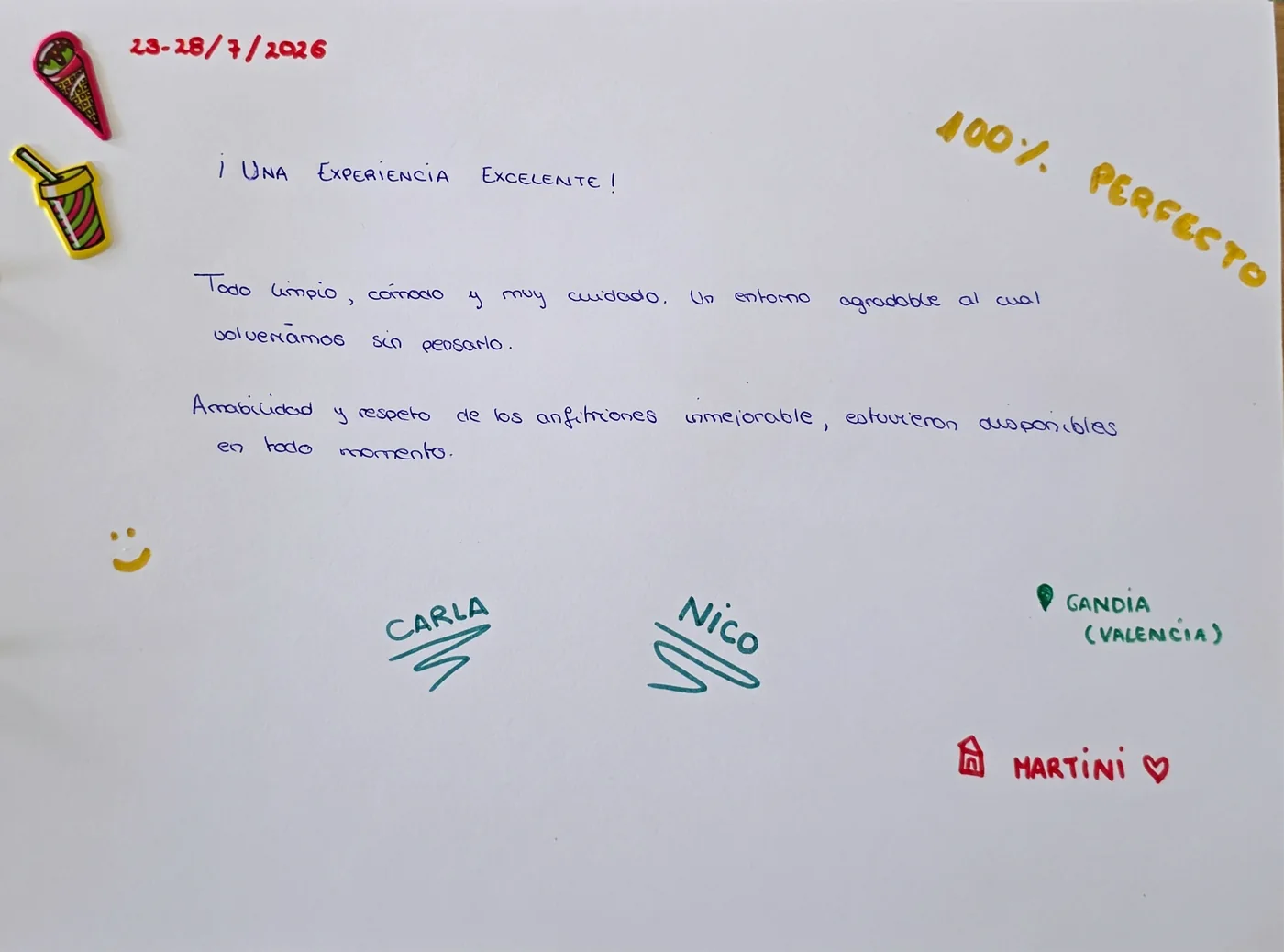 Handgeschriebener Gästebucheintrag – Seite 8